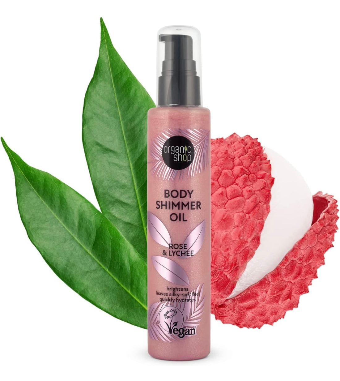 Organic Shop - Olio corpo brillantinato rosa &amp; lychee