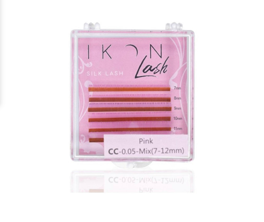 Box Ciglia Color lashes(pink)- 0,05 - CC - 7-12. mm- 6 strisce IKON